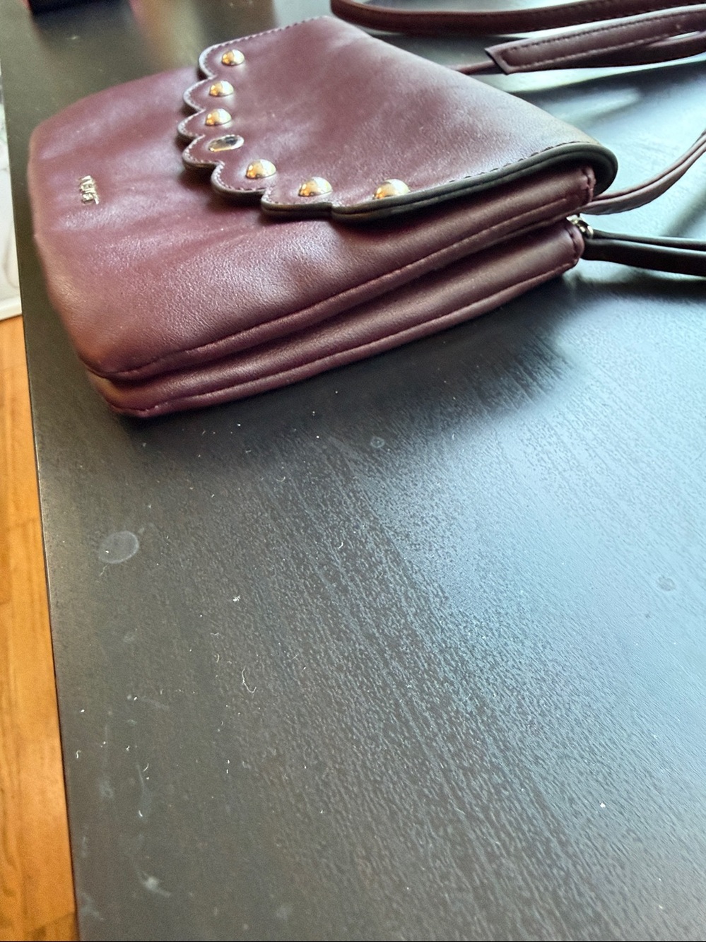 Nine West Plum Scalloped Stud Crossbody Bag - Picture 6 of 11